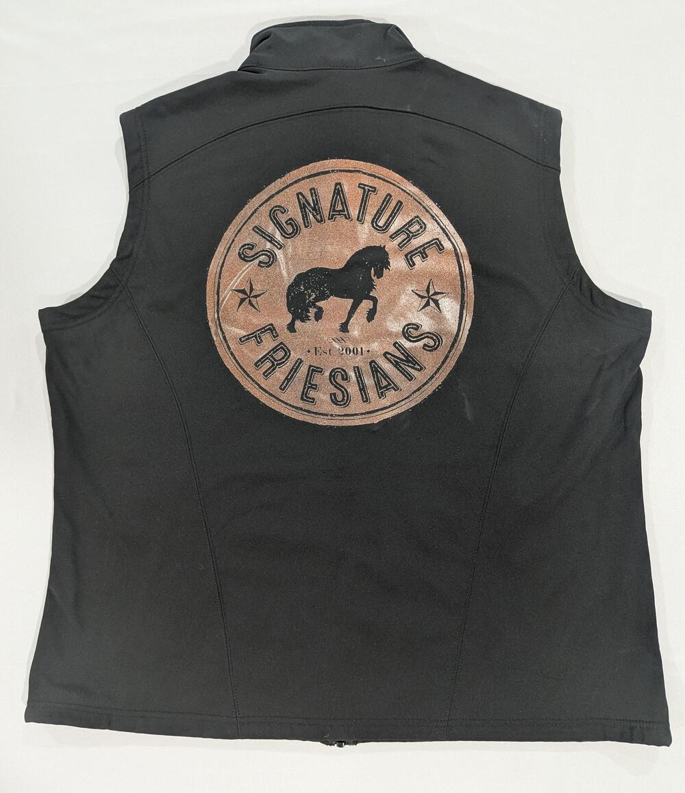 CORE 365 Vest Womens 2XL Black Soft Shell Signature Friesians Horse Zip Pockets